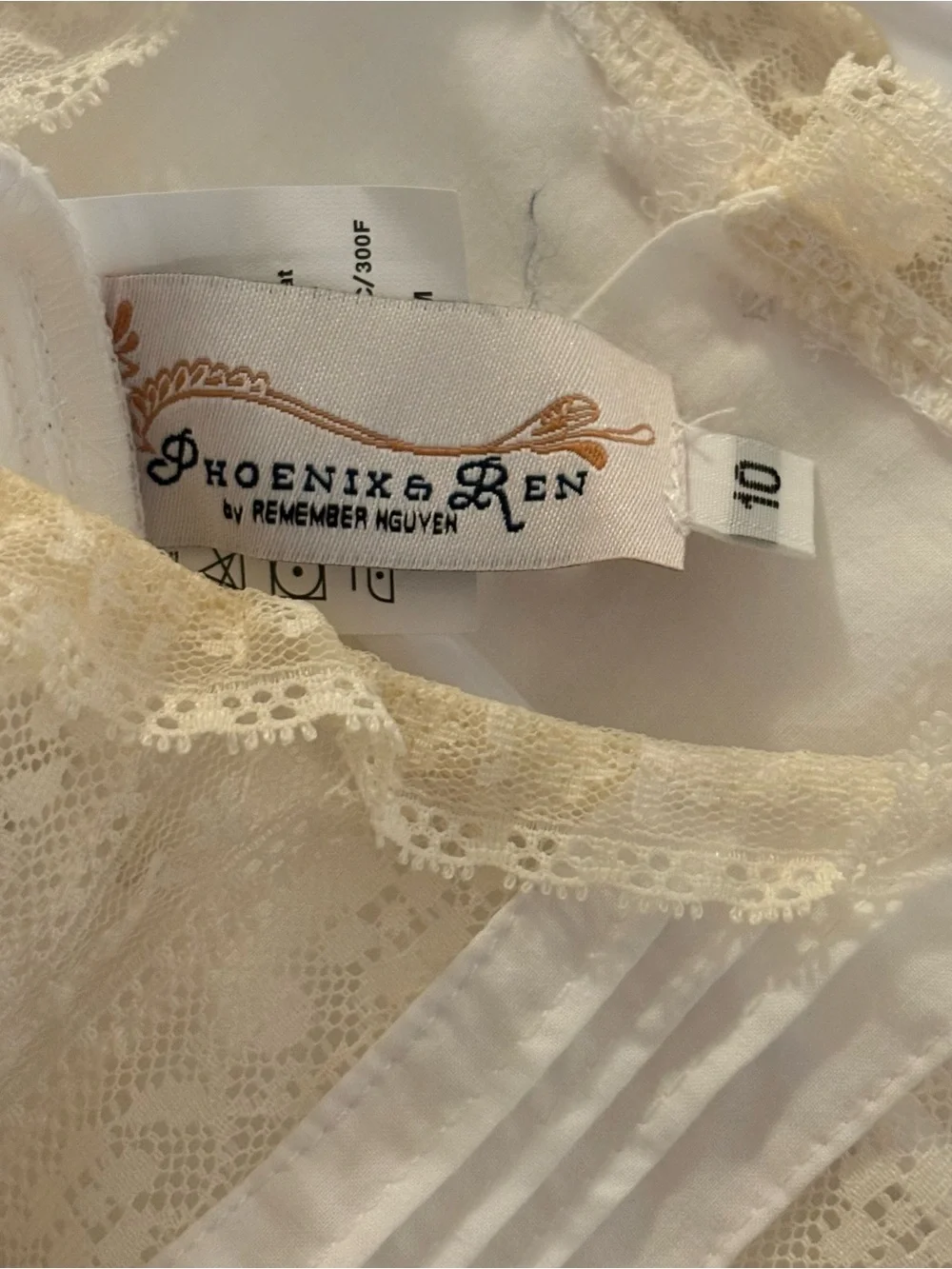 Remember Nguyen Phoenix N Ren Anna Grace Girls Dress - Ecru Lace Size 10